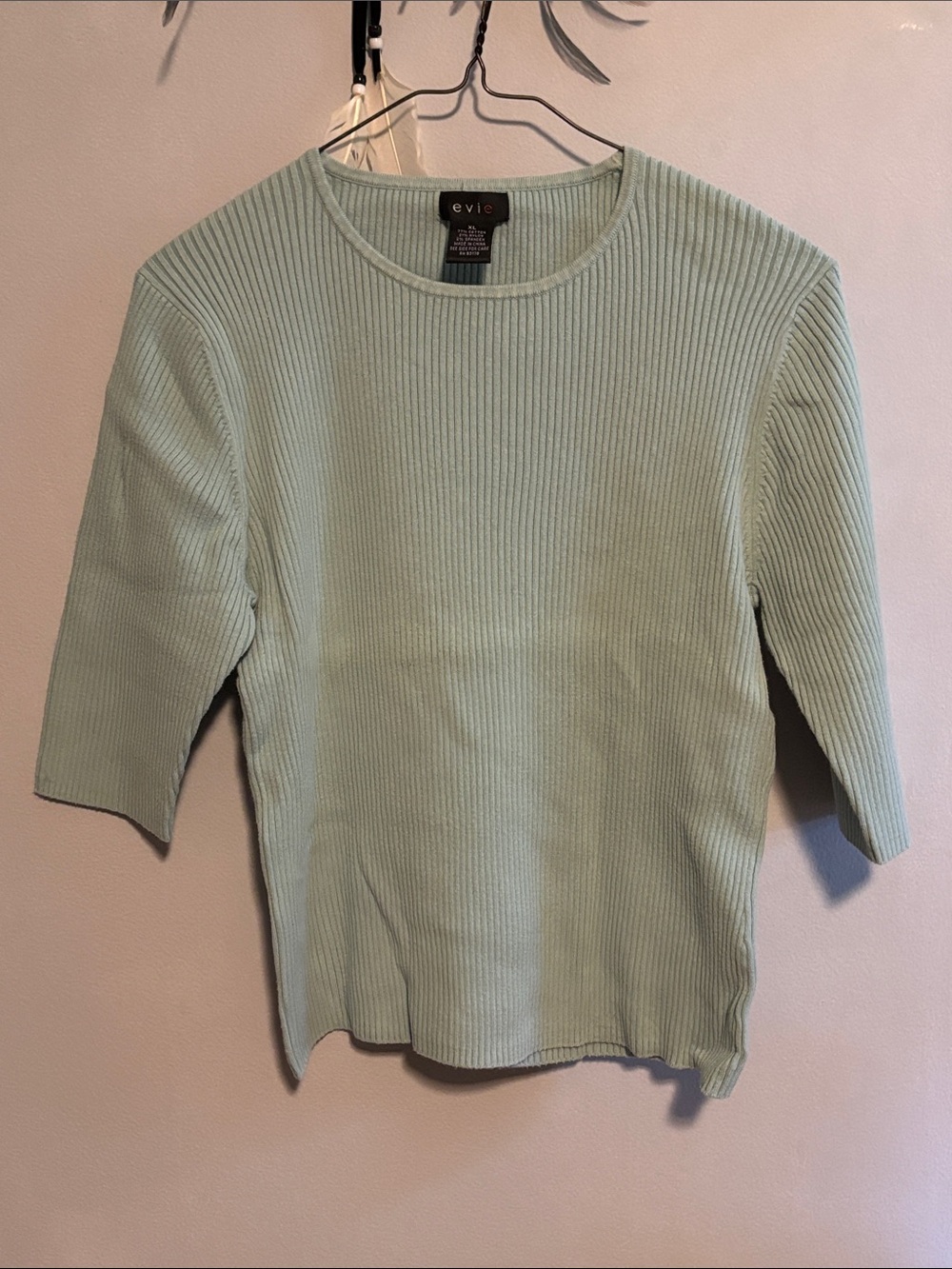 EVIE Mint Green Ribbed Short-Sleeve Knit Top